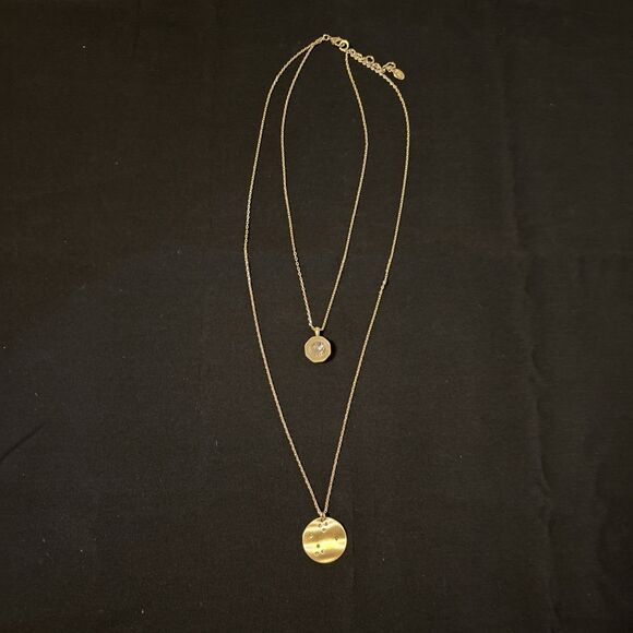 Jade & Jasper Brand Signed Goldtone Delicate Double Strand Necklace 15.5 Inches - Picture 1 of 8